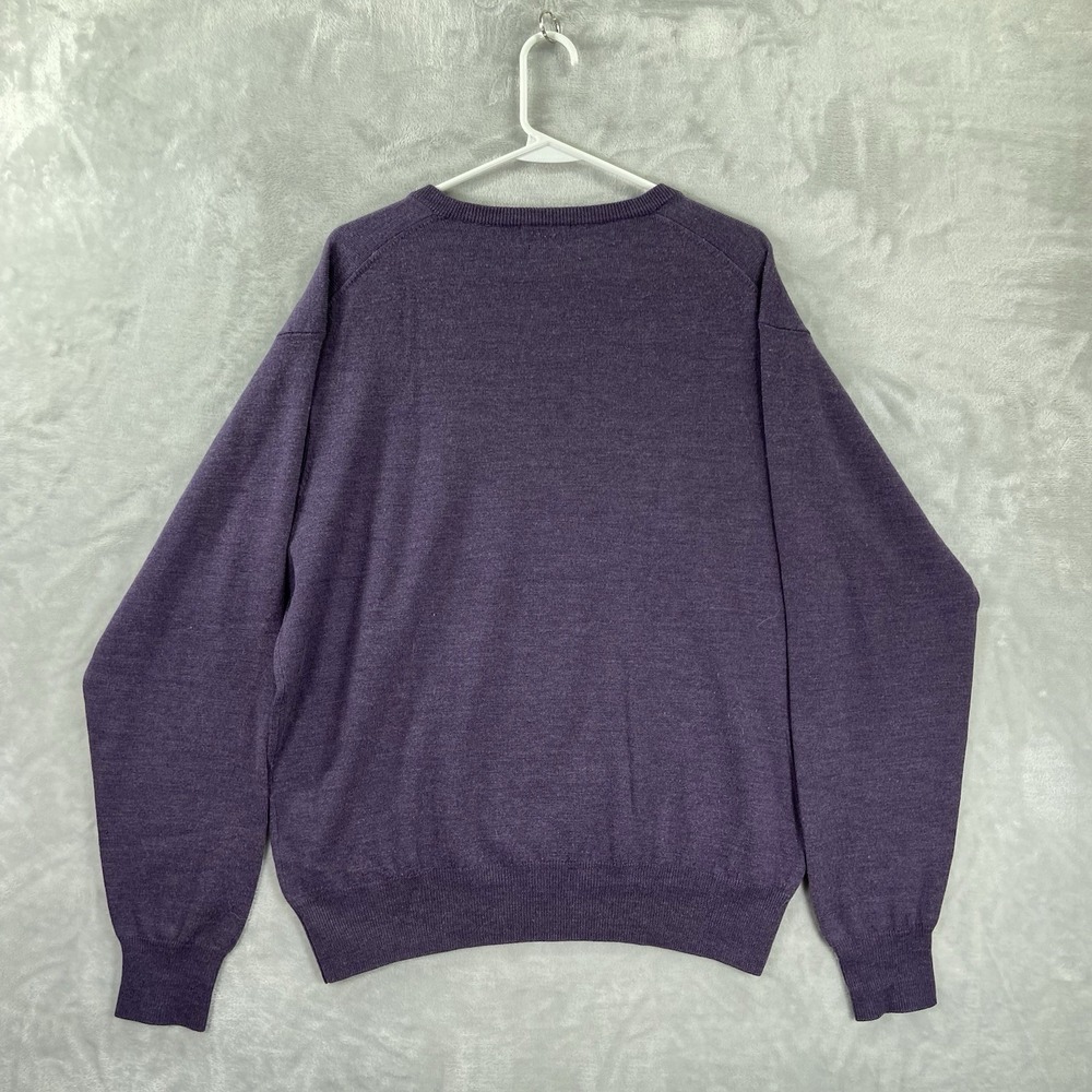 Peter Millar Sweater men's Large Purple V-Neck 100% Merino Wool Pullover Knit - Picture 12 of 12